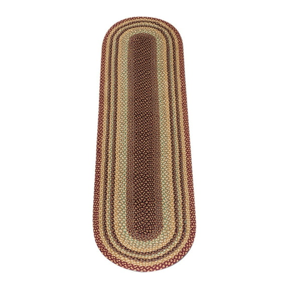 Home Indoor Decorative Jute C-357 Burgundy, Gray, Creme Braided Rug, Oval 2' x 8'