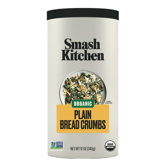 Smash Kitchen USDA Organic Non-GMO Plain Breadcrumbs, 12 oz