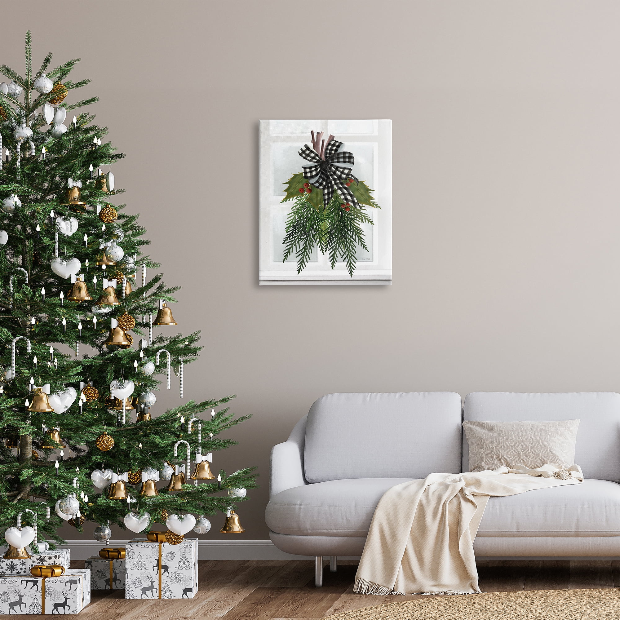Stupell Industries Hanging Holly Botanicals Mistletoe Seasonal Winter Flowers Graphic Art Gallery Wrapped Canvas Print Wall Art, Design by House Fenway