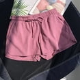 thumbnail image 2 of zbxnLI Womens Casual Shorts Solid Color Elastic Waist Loose Lounge Shorts Women's Pajama Shorts Sleepwear, 2 of 3