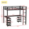 thumbnail image 4 of Full Metal Loft Bed with Desk & Storage Shelves, Loft Bed Frame with Ladder and Guardrails for Bedroom,Guest Room, Apartment, No Box Spring Needed, Black, 4 of 7