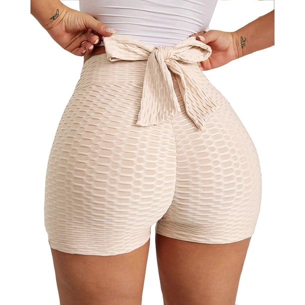 Gibobby Shorts Yoga Pantalón Corto Poliéster Talle Mujer(Rosa, S)