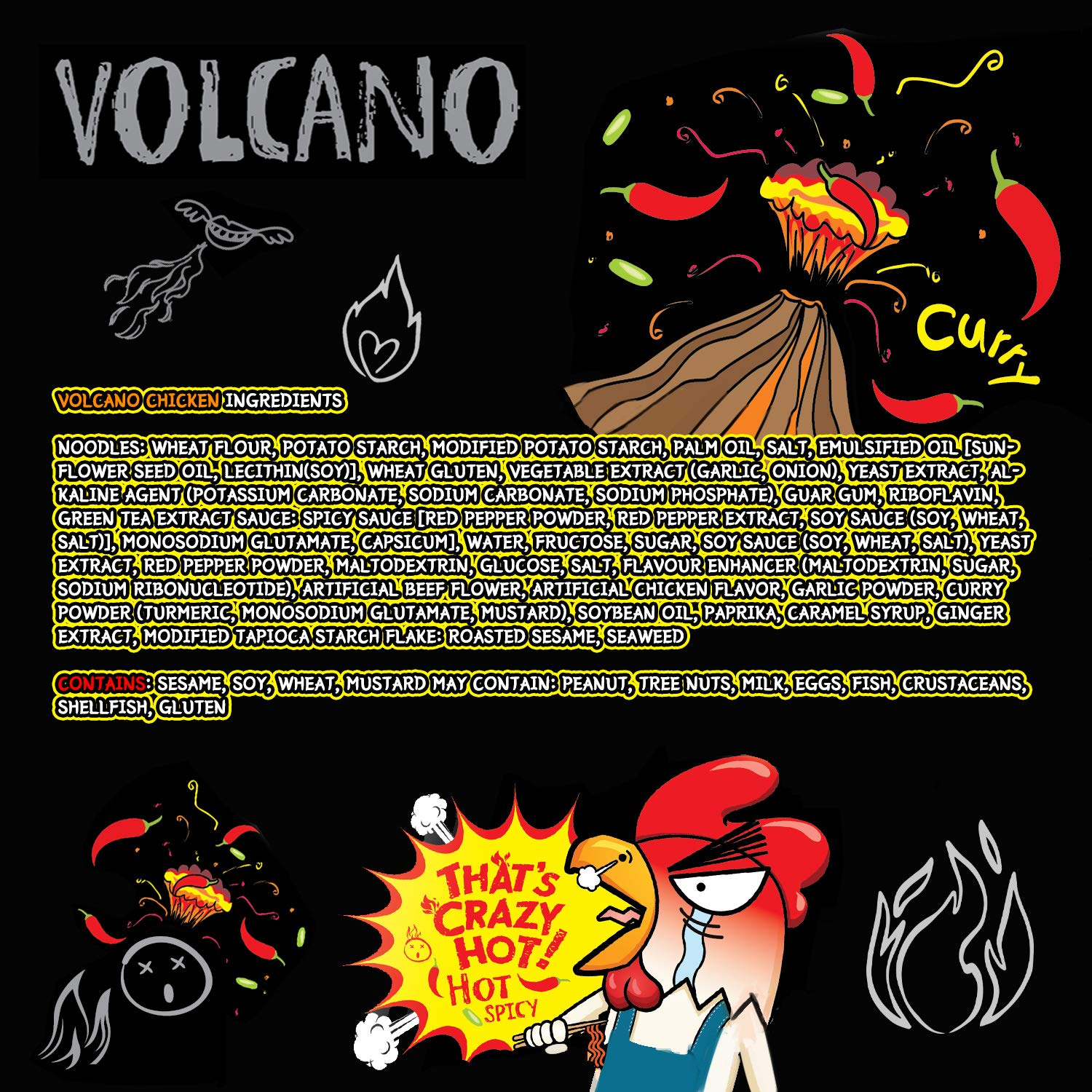 Paldo Volcano Extremely Hot & Spicy Stir Fried Chicken Instant Noodles, Pack of 16, Soupless Original Korean Ramyun, Spicy Ramen Challenge, Chicken Bokkeummyun, 140g x 16 Packs