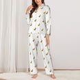 thumbnail image 2 of Logiee Gold Rabbit Print Womens Pajamas Set,Long Sleeve Sleepwear,Button Down Lounge Set 2 Pieces,Soft Nightwear Pjs Set-Small, 2 of 7