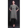 thumbnail image 4 of Bimba Kurti Asymétrique Noire à Imprimé Damassé Ikat pour Femmes, Robe d'Été Indienne Tunique, Moyen, 4 of 6