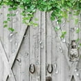 thumbnail image 6 of Rustic Wooden Board Barn Door Shower Curtain Sets for Bathroom, Vintage Farmhouse Wooden Theme Plank Green Leaves Bath Curtain, Fabric Grass and Flowers Spring Decoration Curtains with Hooks 72x72IN, 6 of 6