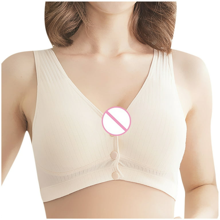hoksml Womens Bras,Women's Wire Free Splicing Front Buckle Nursing  Underwear Vest Style Underwear 