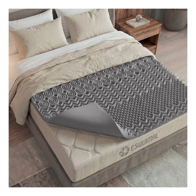 Esquimal Colchoneta Memory Foam 5 Cms. Topper 7 Zonas Matrimonial Color Gris