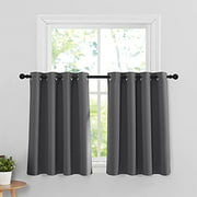 RYB HOME Decor Window Treatment Tier Curtains for Bathroom, Insulated Panels for Bedroom Short Blackout Curtain Tiers for Kitchen Small Window / Living Room, W 52 inches by L 36 inches, Grey, 1 Pair