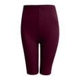 thumbnail image 2 of QLEICOM Plus Size Workout Shorts for Women, Women Stretch High Waist Yoga Pants, Capri Leggings Knee Length, Tummy Control Athletic Yoga Shorts, Fitness Running Shorts Biker Shorts Wine M, 2 of 4