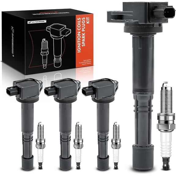 A-Premium Set of 4 Ignition Coil Pack and Iridium Spark Plugs Compatible with Honda CR-V 2010-2014, Civic 2012-2015, Accord 2008-2012, Crosstour 2008-2012 & Acura ILX 2013-2015 2.4L