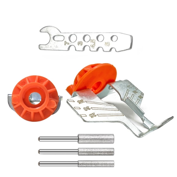 Speravity 5 unids/set de motosierras afiladas, plantillas de afilado para todas las necesidades, afilador de motosierras único Accesorios para bloques patrón naranja