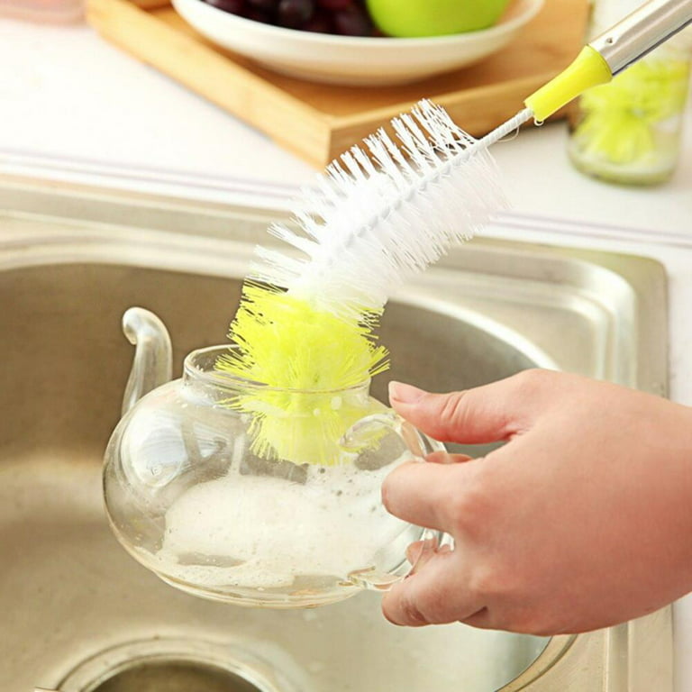 LUXIANZI Multifunctional Cup Lid Bottle Mouth Cleaning Brush Keyboard  Crevice Clean Nook Dust Brush Curved Handle Cleaner Tool
