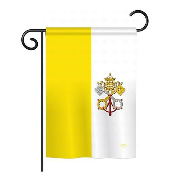 Breeze Decor BD-CY-GS-108106-IP-BO-D-US13-BD 13 x 18.5 in. Vatican City Flags of the World Nationality Impressions Decorative Vertical Double Sided Garden Flag Set with Banner Pole
