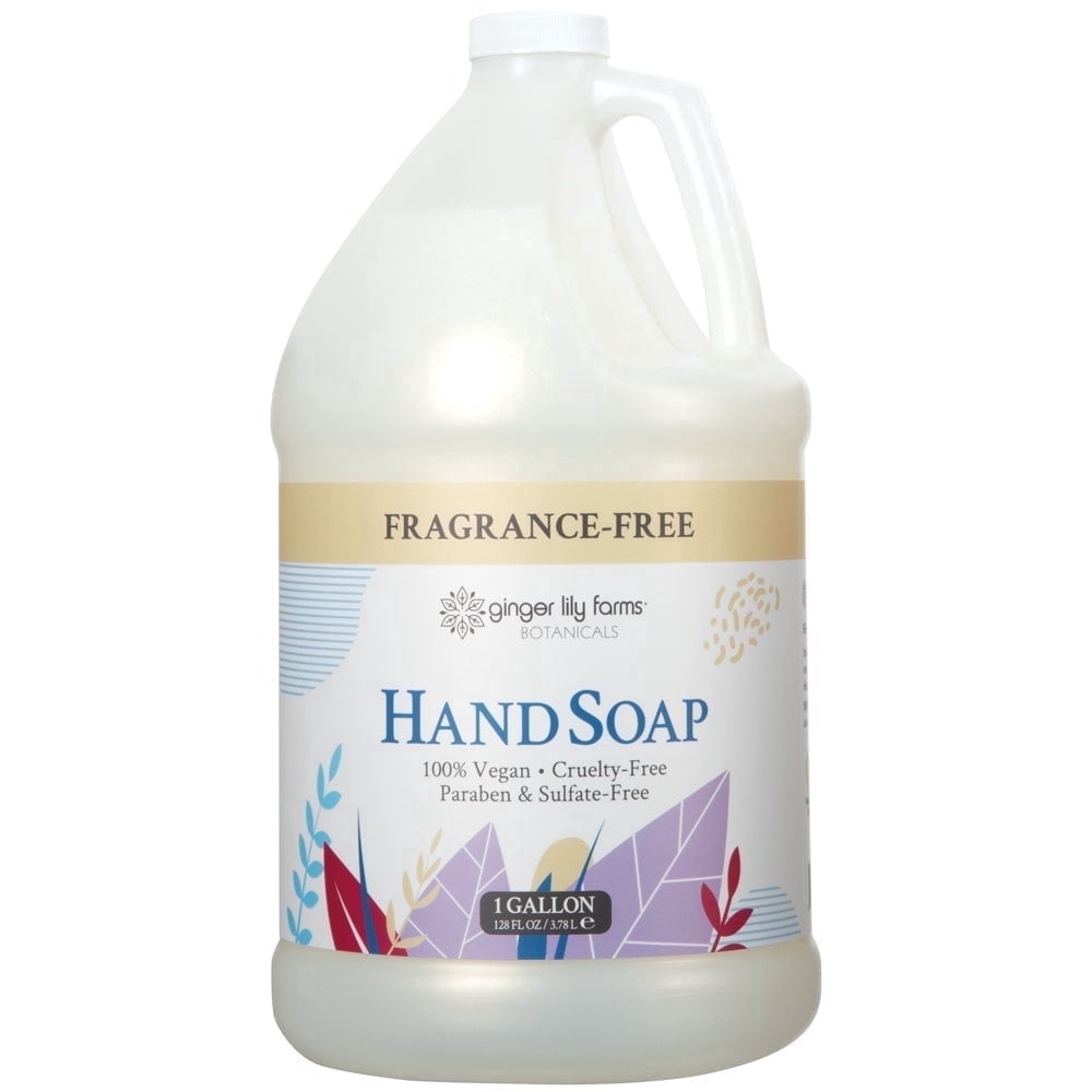 Ginger Lily Farms Botanicals All-Purpose Liquid Hand Soap Refill, 100% Vegan & Cruelty-Free, Fragrance-Free, 1 Gallon (128 fl oz)