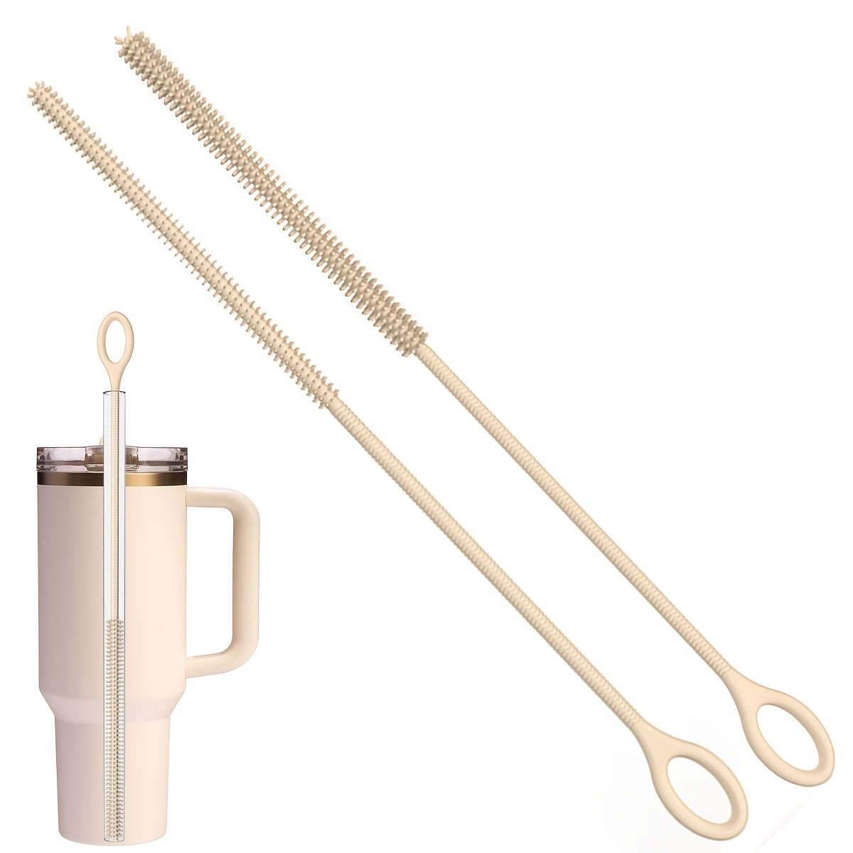 Silicone Straw Cleaning Brush | Extra-Long Slim Brush Head, Designed for Narrow Tubes, Easily Reaches into Lid Straws/ Bottle Straws/Thermos Cups, Food-Grade Flexible for Thorough Stain Removal