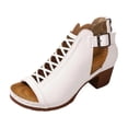 thumbnail image 2 of ZACPNCV Womens Block Heel Sandals Peep Toe Solid Color High Heel Comfort Dress Shoes, 2 of 9