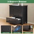 thumbnail image 5 of Dresser for Bedroom with 3 Drawers, 27.55" Wide Small Chests of Drawers, Farmhouse Wood Nightstand Bedside Cabinet End Table, Modern Closet Storage Organizer for Living Room, Entryway, Hallway, Black, 5 of 7