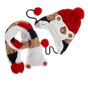 Kavoc Baby Winter Knit Earflap Hat and Scarf Set Kids Warm Beanies Caps(Red)