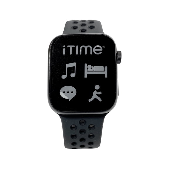 iTime Rectangle Adult Smart Watch in Black with Perforated Strap