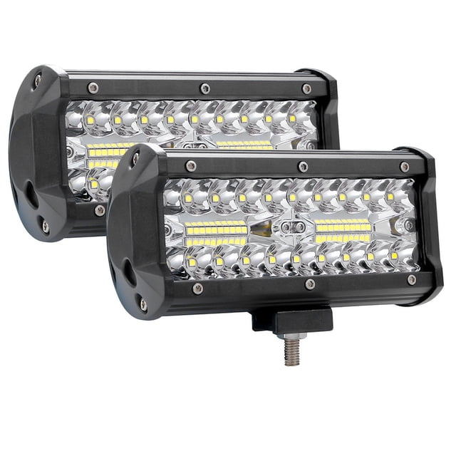 Juego de 2 barras de luz LED, 17,8 cm, todoterreno, 120 W, 13200 lm, barra de luz LED impermeable y haz combinado para SUV/ATV/Jeep/Barco