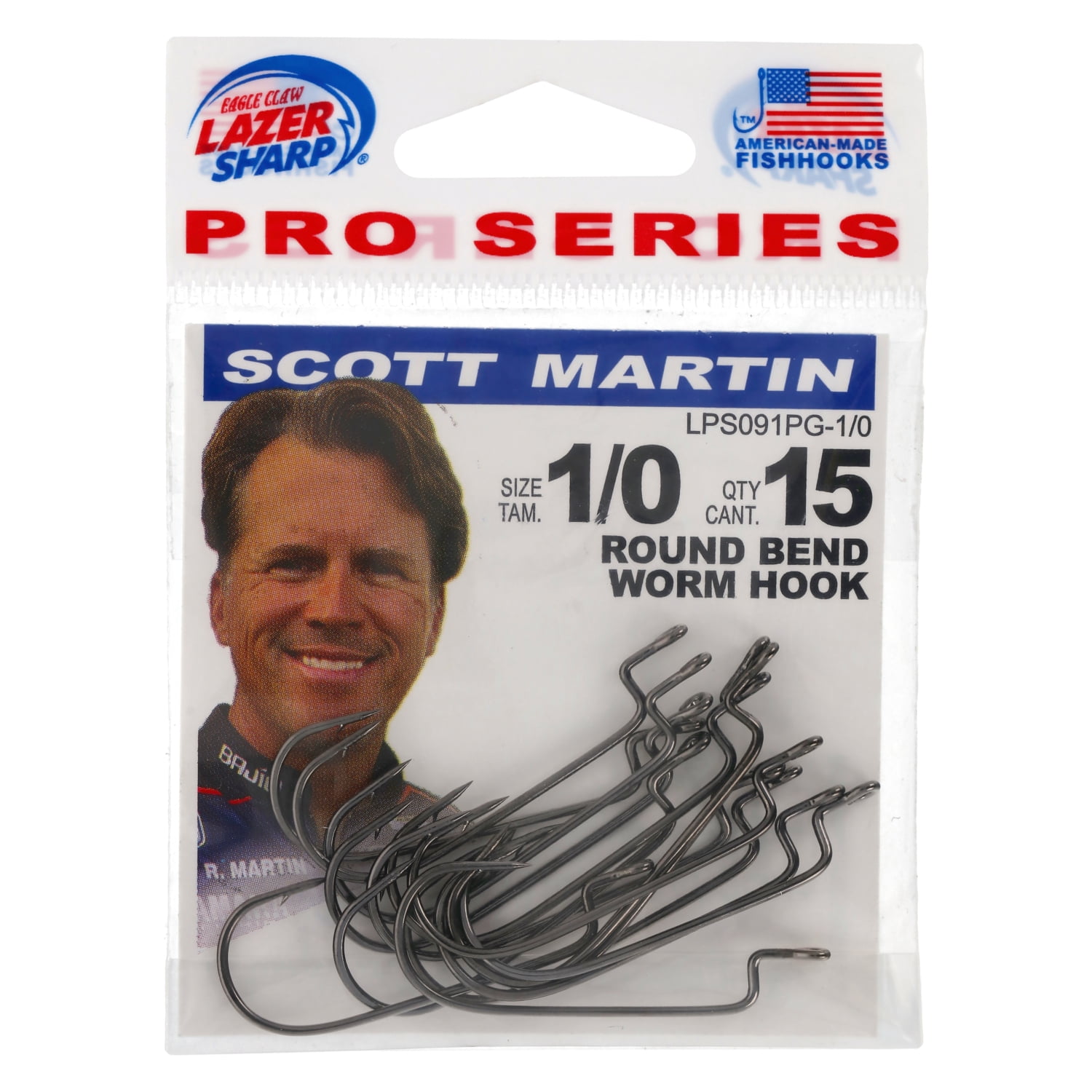 (2 pack) Lazer Sharp LPS091PG-1/0 Pro Series Round Bend Worm, Size 1/0