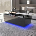 Yaoping High Gloss Lift Top LED Coffee Table with Storage for Small
