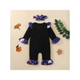 thumbnail image 3 of Franhais Infant Girl Halloween Long Sleeve Jumpsuit + Hairband,Pumpkin Letter Print Ruffle Clothing, 3 of 9
