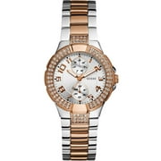 GUESS Women's STEEL W15072L2,multi-function,Rose Gold-Tone and Steel,Crystal Accented Bezel,50m WR