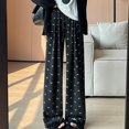 thumbnail image 6 of Jjayotai Women's Wide Leg Pants, Comfy Casual Bow Knot Print High Waisted Drawstring Long Pant, Pajama Palazzo Lounge Trousers Black M, 6 of 6