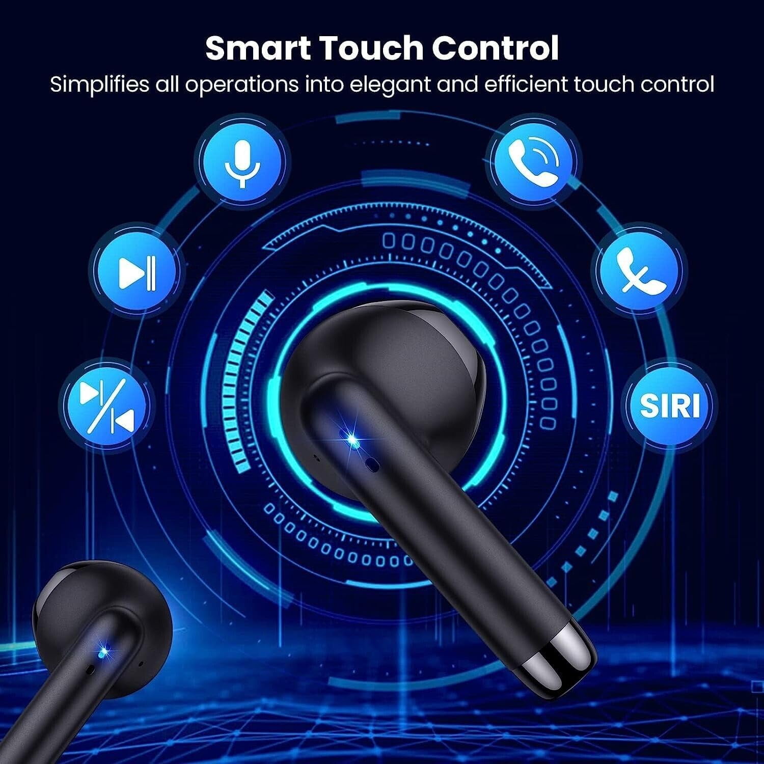 Wireless Earbuds Headphones for Motorola Edge (2021) Bluetooth 5.3 in-Ear Earphones Headset with Mic and Touch Control TWS Earbuds with Charging Case - Black