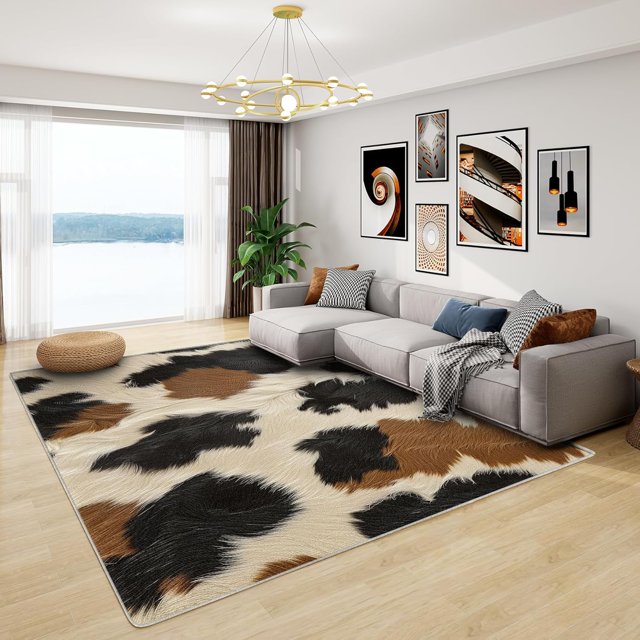Cowhide Rug Large - 6x8 Rug - Cow Rug - Cow Print Area Rug - Animal Print Rugs - Western Carpet