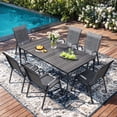 thumbnail image 2 of Techmilly Patio Chairs Set of 6, Outdoor Dining Chairs High Back with All Weather Breathable Textilene, Metal Frame for Lawn Garden Backyard Deck, Dark Grey, 2 of 9
