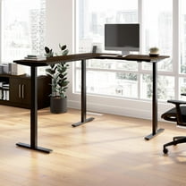 Move 60 Series 60W L Shaped Standing Desk in Mocha Cherry - Engineered Wood