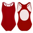 thumbnail image 5 of renvena Kids Girls Solid Color One Piece Swimsuit Racer Back Sporty Swimwear Beach Sport Bathing Suit Red 8, 5 of 6
