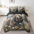 thumbnail image 2 of Feelyou Rustic Bear Boy Comforter Set 7pcs, Vibrant Groovy Floral King Bedding Sets, 2 of 8
