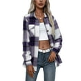 thumbnail image 1 of Women Plaid Flannel Shirt Jacket Button Down Lapel Long Sleeve Shacket Cardigan Coats Fall Spring Clothes, 1 of 5