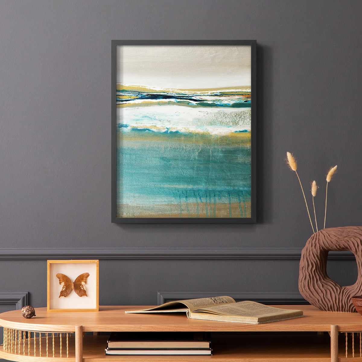 Aqua Quartz V2 Framed Print in Black Solid Wood Framed Print No Nail Hanging