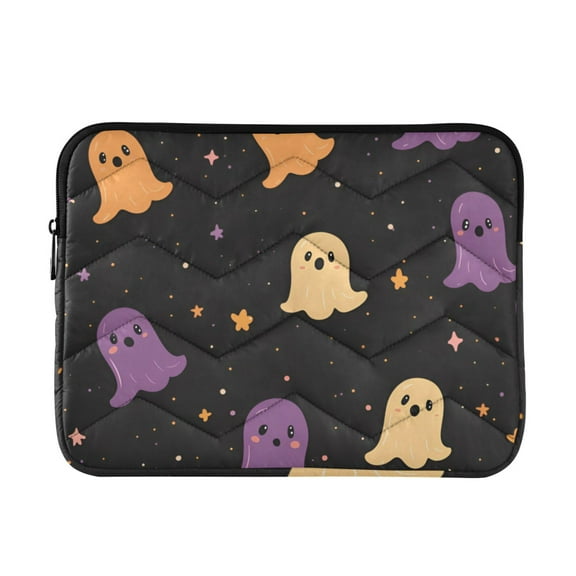 FORMRS 13"-13.3" Laptop Sleeve Protective Case Soft Carrying Quilted Computer Bag Cover, Black Halloween Ghosts