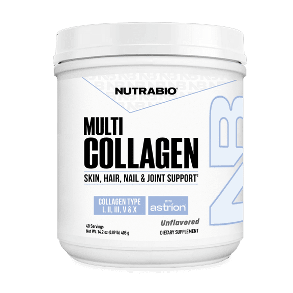 NutraBio Multi Collagen Powder- Hydrolyzed Collagen Peptides for Glowing Hair & Skin- Grass-Fed- Collagen Powder for Women and Men- 45 Servings