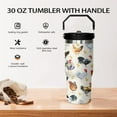 thumbnail image 4 of 30oz Chicken Tumbler with Handle, Flip Lid & Straw - Stainless Steel Travel Mug for Coffee - Gift for Chicken Lovers (Rooster Decor), 4 of 6
