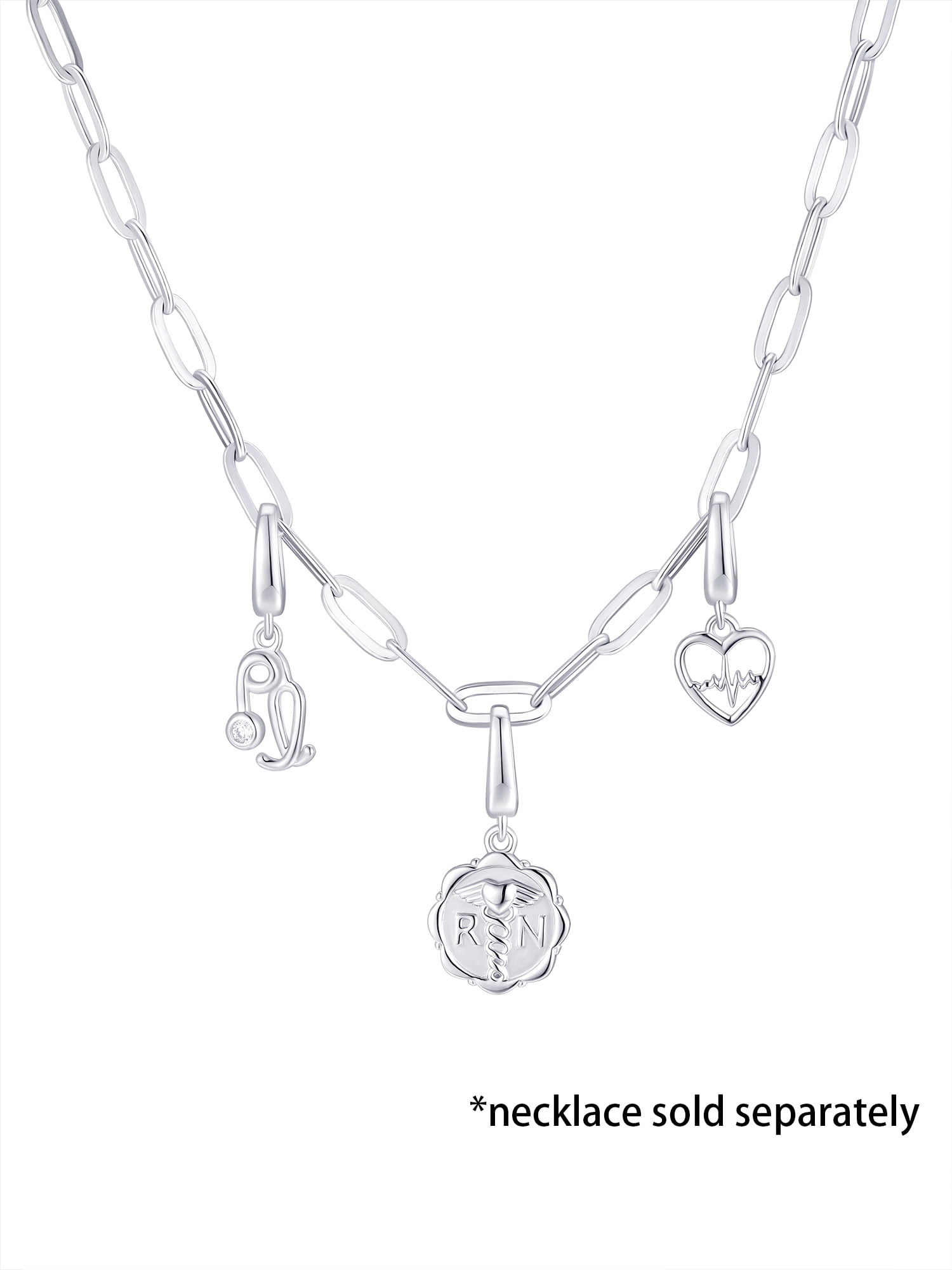 Brilliance Fine Jewelry Simulated Diamonds Nurse Charm Set in Sterling Silver
