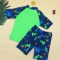 thumbnail image 4 of BOBOGOJP Toddler Boy Swimsuit Two Piece Rash Guard and Swim Trunks Outfit Set Short/Long Sleeve Swim Suits for Boys Dark Blue for 5-6 Years, 4 of 4