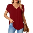 thumbnail image 2 of LVCBL Womens Petal Sleeve Tops Plus Size Short Sleeve V Neck Shirts Summer Casual Loose Fit Blouses L-4XL, 2 of 6