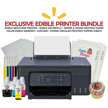 Ediblethingz Cake Decorating Printer Kit with Ink Edible Markers Wafer Paper and Sugar Sheets