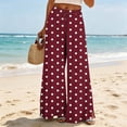 thumbnail image 4 of Mifsaly Wide Leg Flowy Pants for Women Polka Dot Lounge Pants Lightweight Casual Loose Fit Palazzo Trousers Wine,XL, 4 of 5
