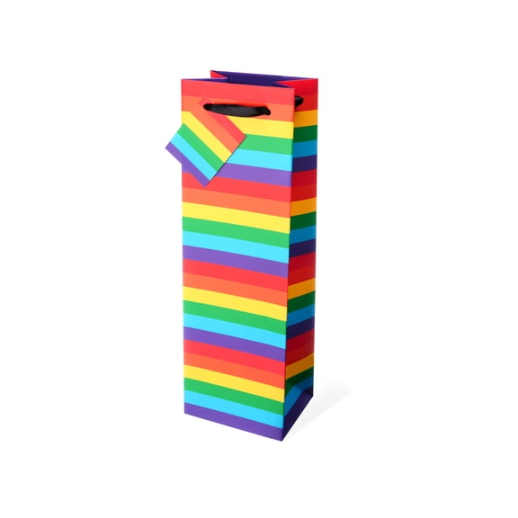 Cakewalk Rainbow Single Bottle Wine Bag, Red or White Wine Gift Bag, Party