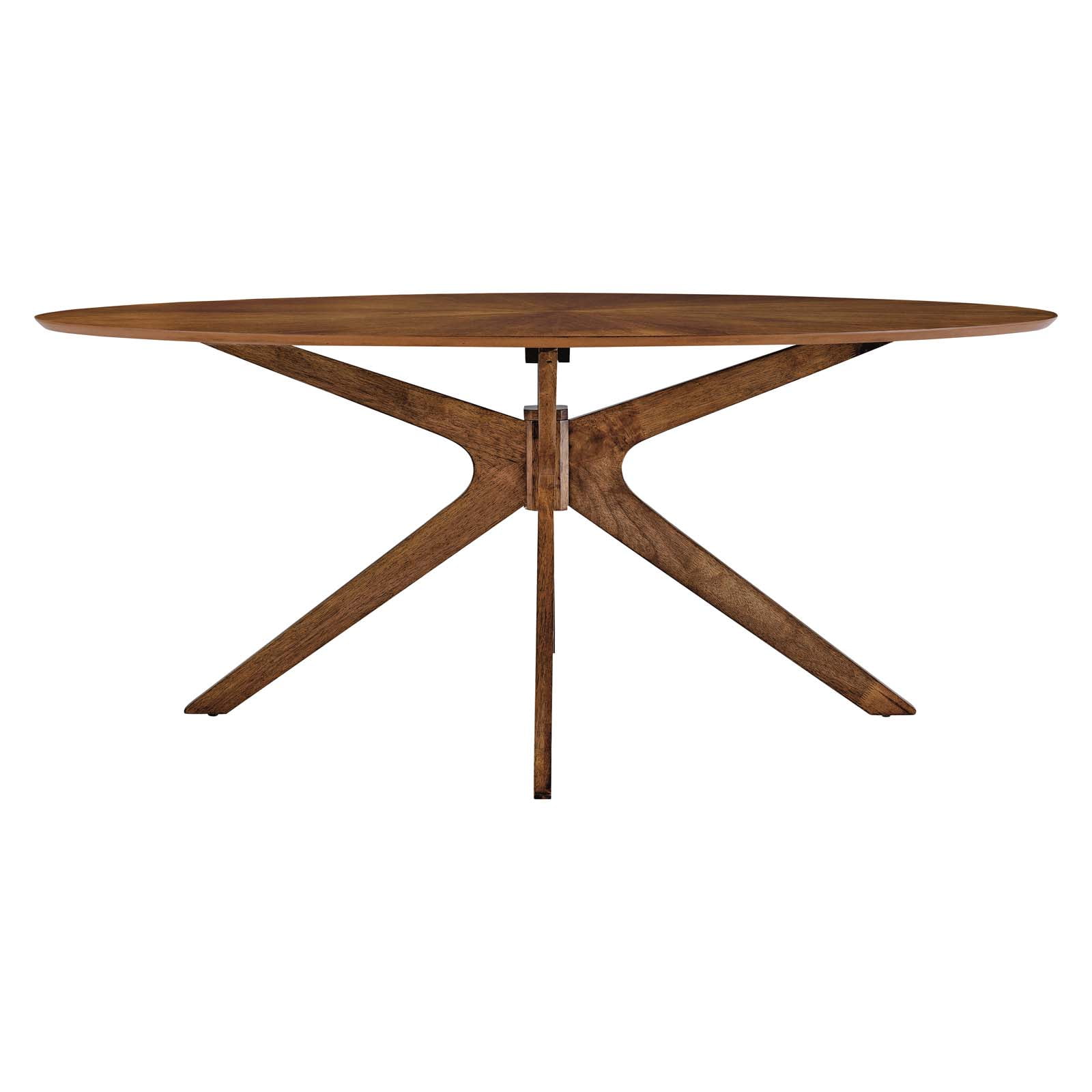 Modway Crossroads 71" Oval Modern Wood Dining Table in Walnut