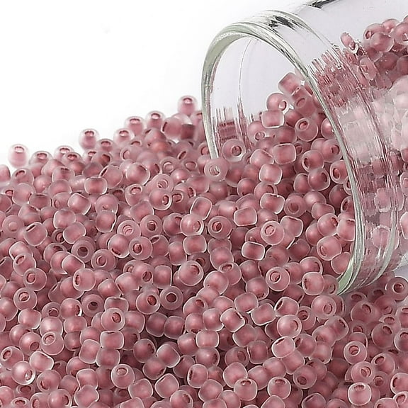 TOHO Round Seed Beads Japanese Seed Beads (771FM) Cranberry Lined Crystal Rainbow Matte 11/0 2.2mm Hole: 0.8mm about 3000pcs/10g