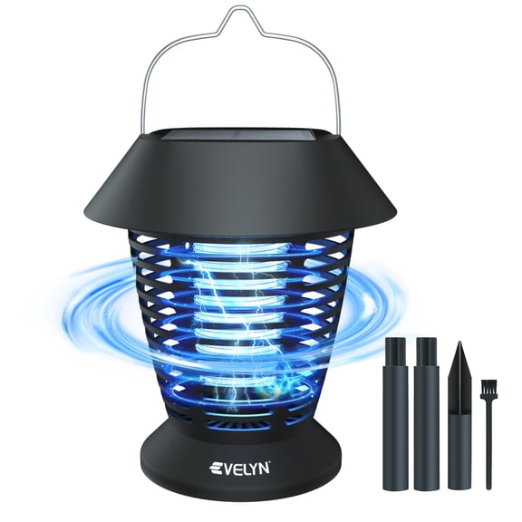 Waterproof Solar Bug Zapper Outdoor, Portable Pest Control Electric Mosquito Zapper Killer with Panel Sensor, Rechargeable Insect Trap Fly Zapper for Home, Patio, Backyard, Camping